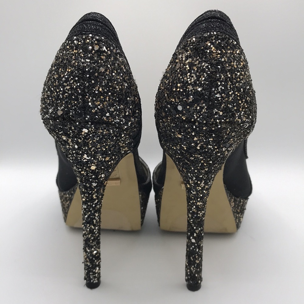 Bebe black and gold sparkly stilettos, size 6 - Picture 3 of 7